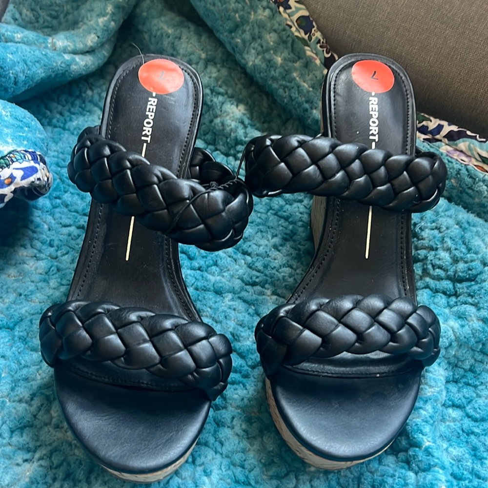 Black braided wedges